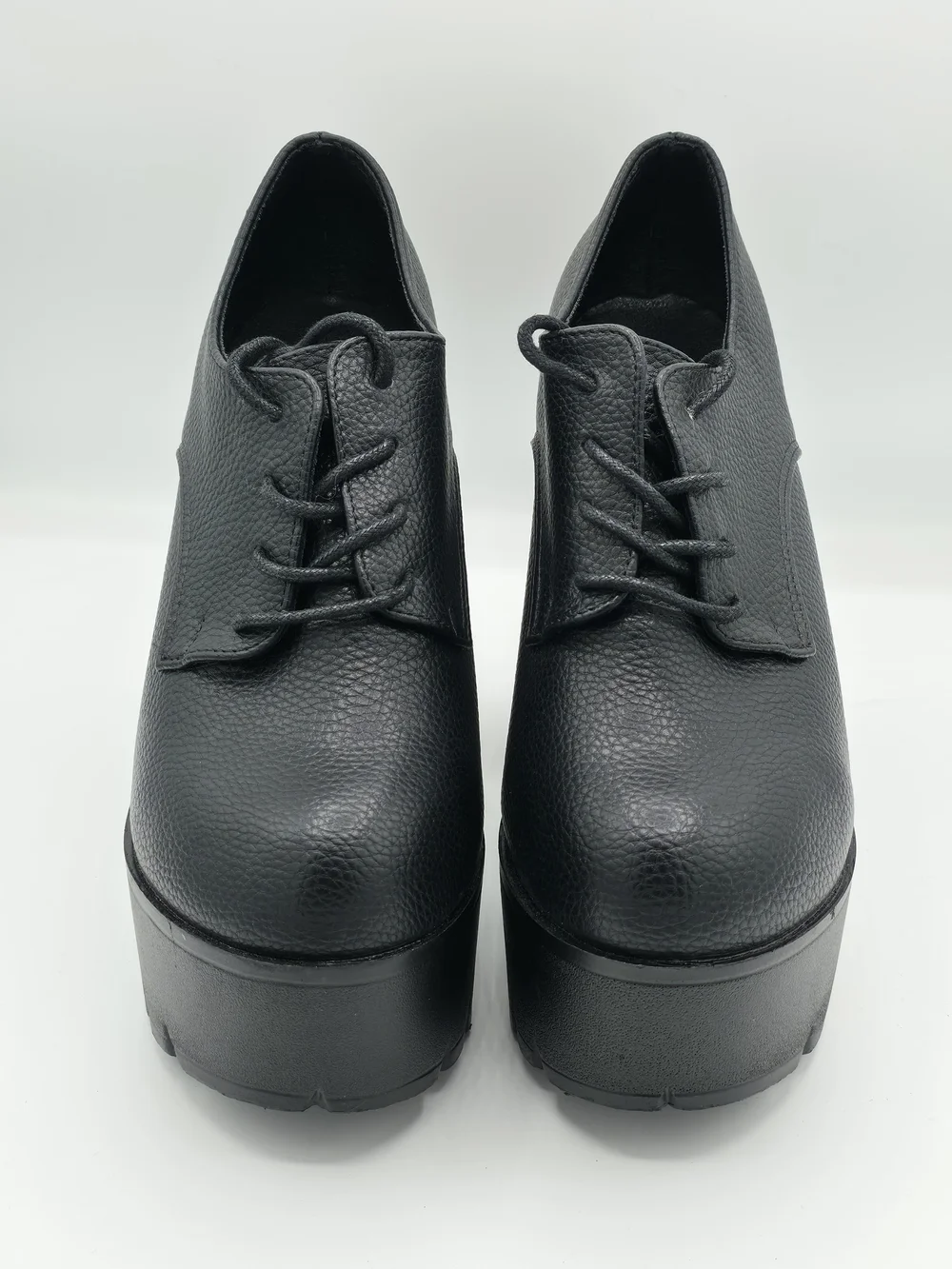 Black Platform Lace-Up Women's Heels
